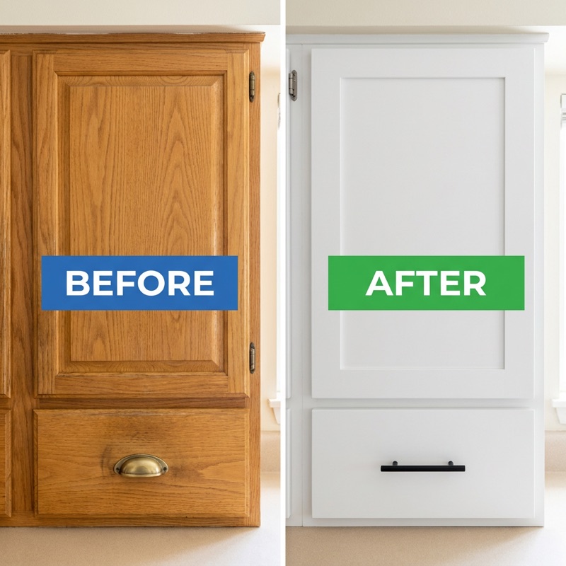 Bathroom remodel before and after — close-up